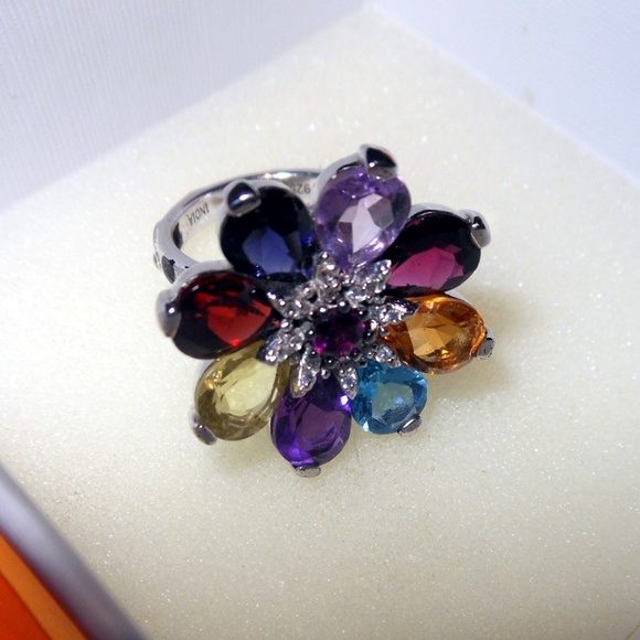 Evine Spinner Sterling Silver Women Flower Ring Mu - Picture 3 of 8